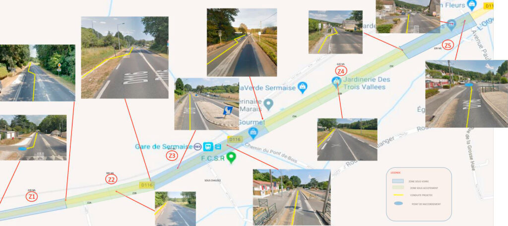 Plan du projet de travaux sur le réseaux d'eau potable entre Sermaise et Roinville